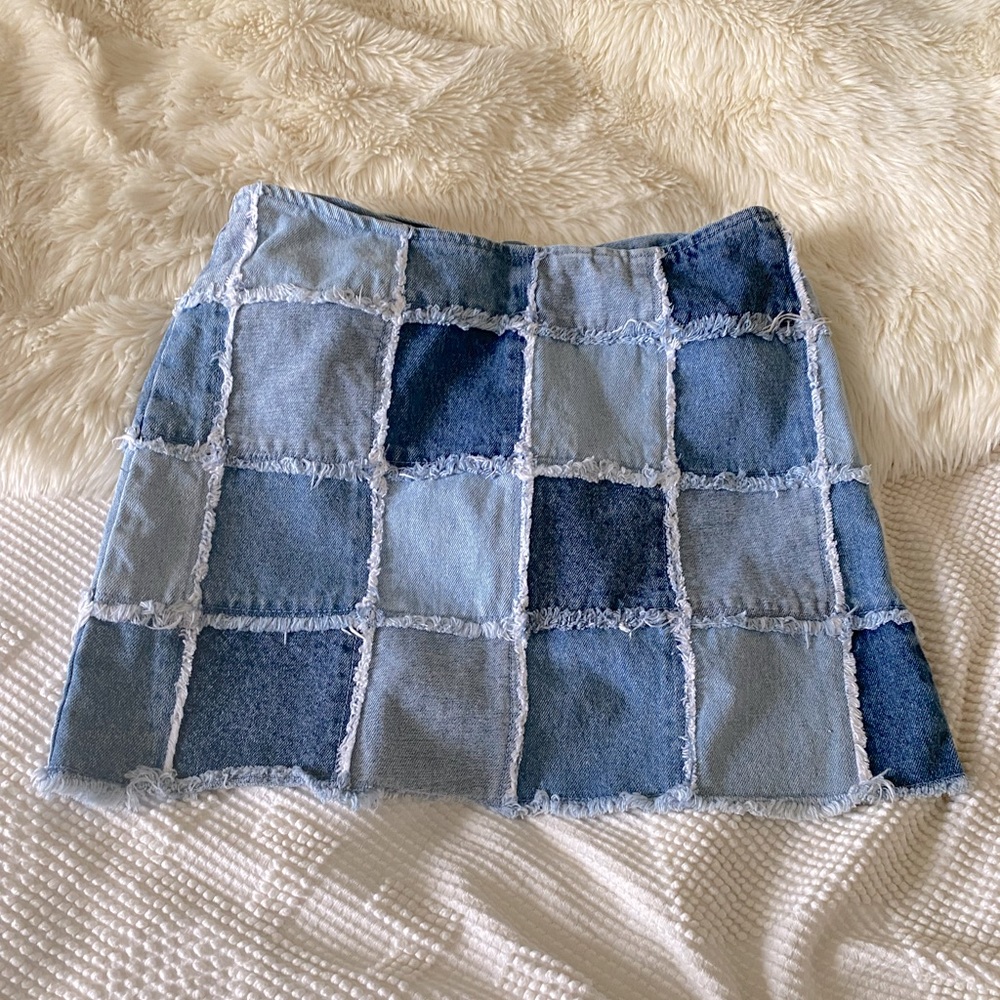 Y2K denim jean patch mini shirt